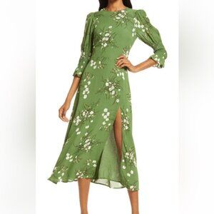 Reformation Floral Green Dress